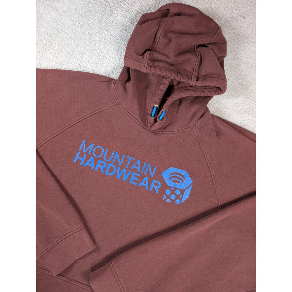 Mountain Hardwear Mens Burgundy Logo Hoodie Pullover OM5774 Maroon Medium